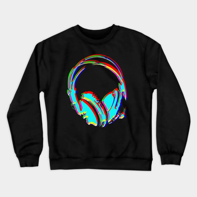 Neon Headphones Crewneck Sweatshirt by tsterling